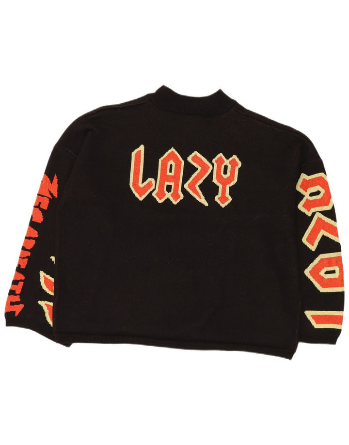 LAZY OAF Suéter tipo jersey con cuello de tortuga extragrande y calavera para hombre XL Algodón negro