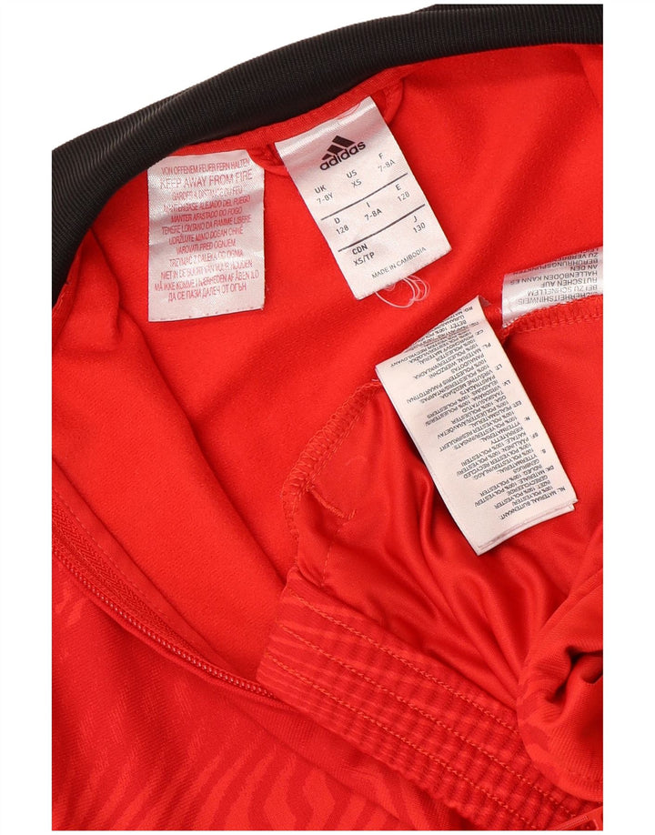 ADIDAS Boys Graphic Chándal Top Chaqueta 7-8 Años Rojo Colorblock