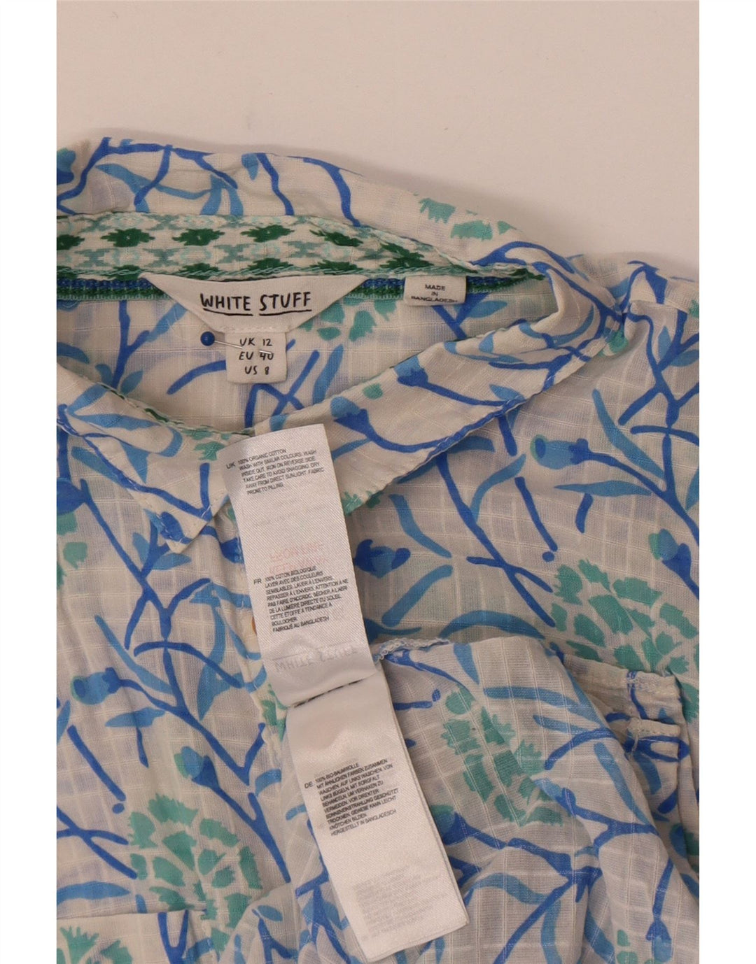Camisa de manga corta para mujer de White Stuff, talla mediana, de algodón floral