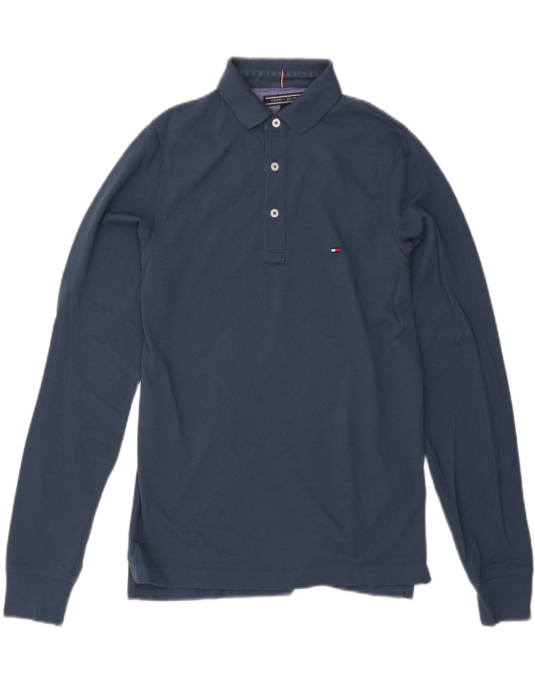 TOMMY HILFIGER Polo de manga larga ajustado para hombre pequeño de algodón azul marino