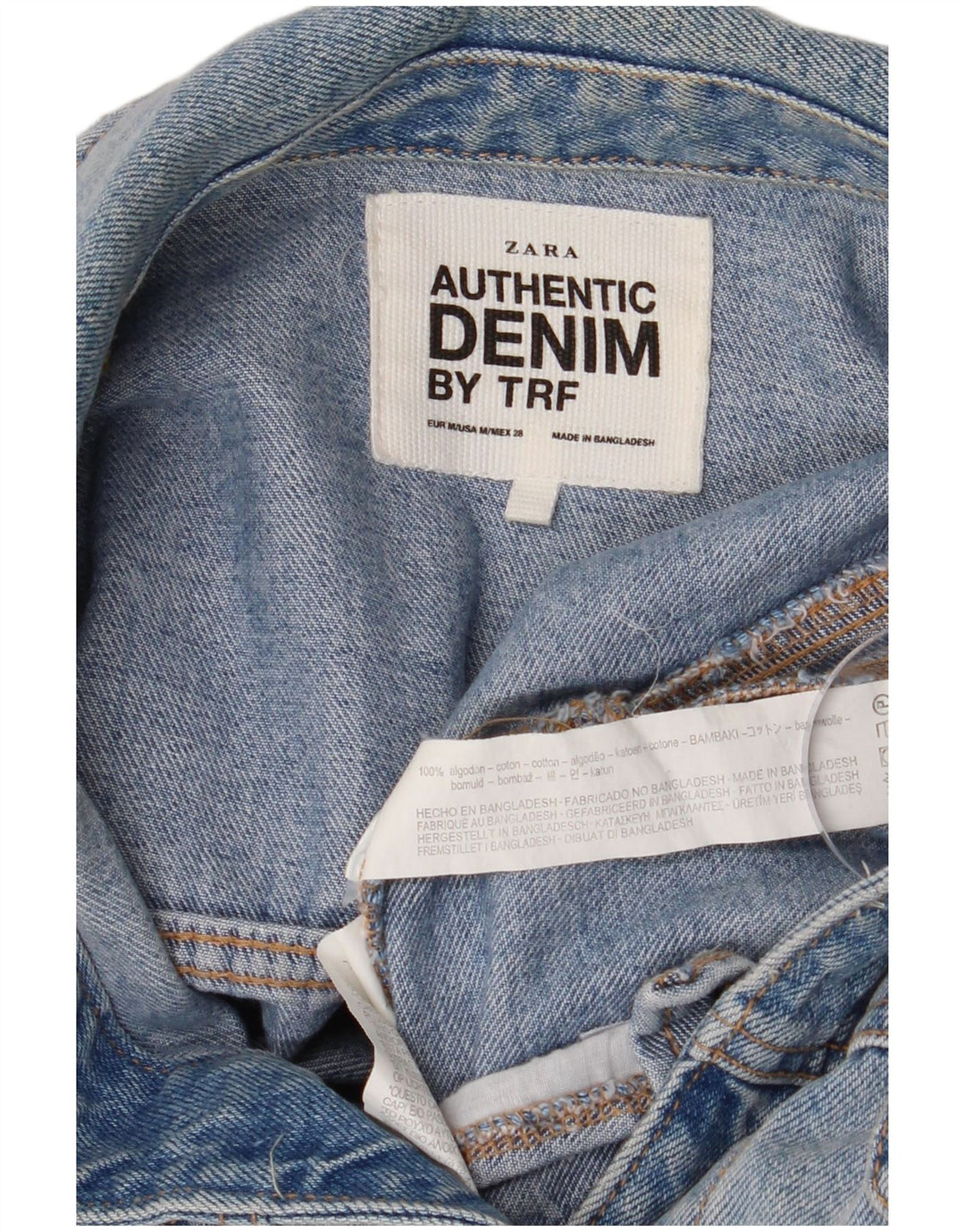 ZARA Chaqueta vaquera corta para mujer UK 44 Algodón azul grande