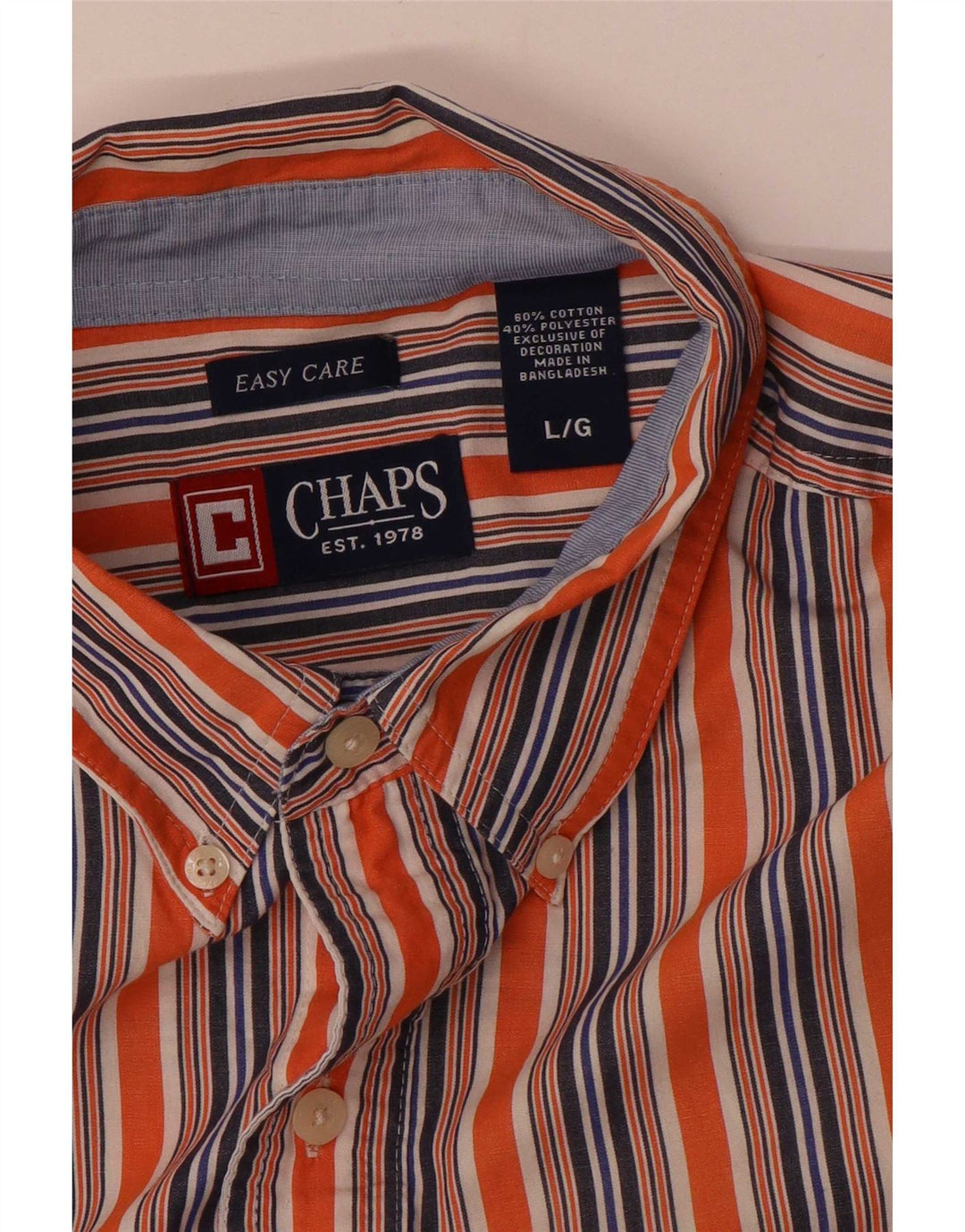 Chaps Camisa Easy Fit para hombre de algodón a rayas naranja grande