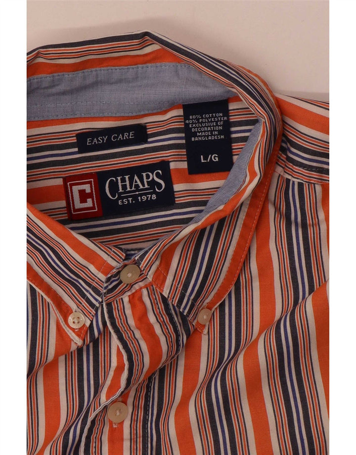 Chaps Camisa Easy Fit para hombre de algodón a rayas naranja grande