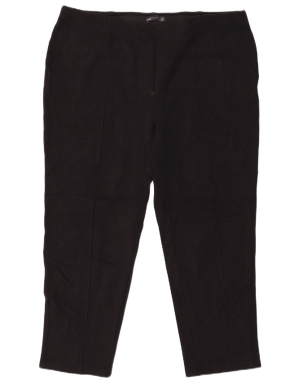 MARKS & SPENCER Pantalones de traje ajustados para mujer UK 22 3XL W42 L28 Viscosa negra