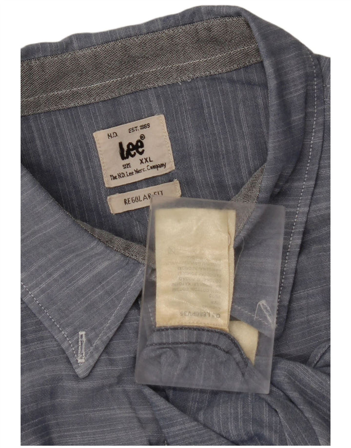 LEE Camisa de Manga Corta Regular Fit para Hombre 2XL Algodón Azul