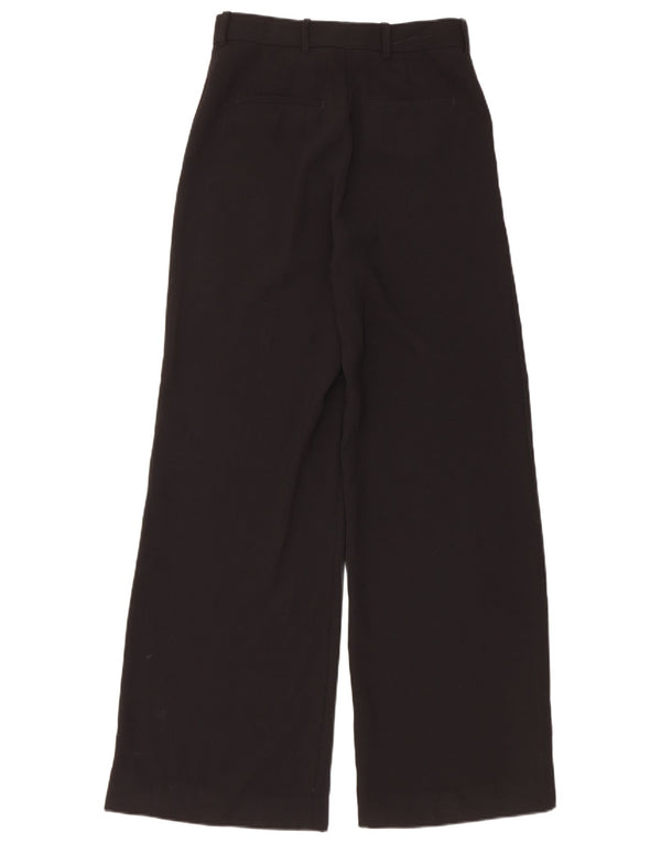 Zara Pantalones Casuales De Pierna Ancha Y Cintura Alta Para Mujer Pequeños W26 L30 Negro