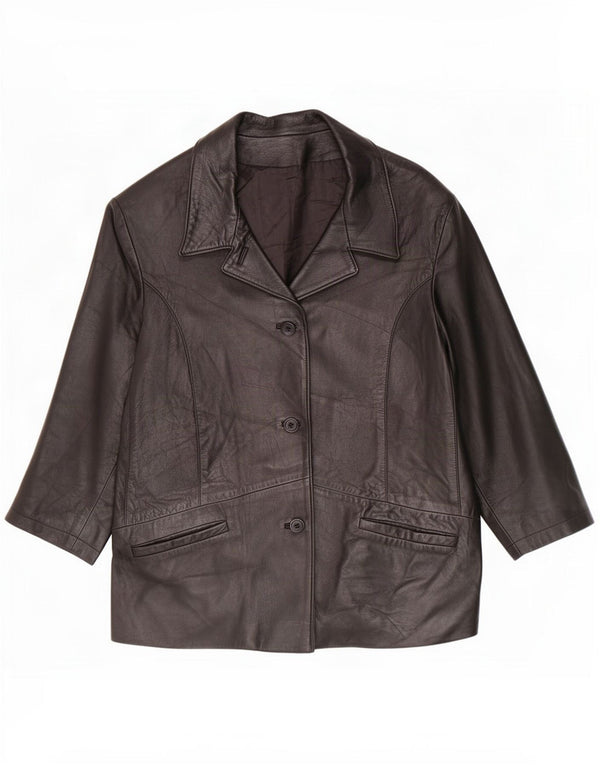Chaqueta de cuero vintage para mujer manga 3/4 IT 50 XL Negro