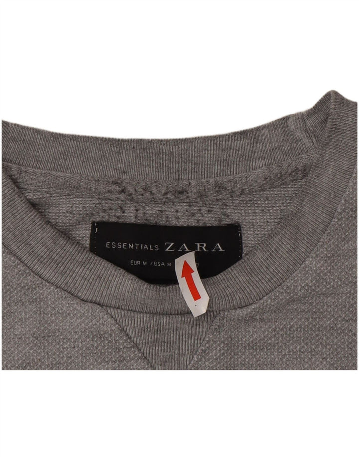Zara Hombre Sudadera Jumper Algodón Gris Medio