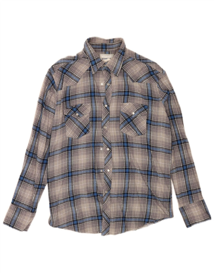 Wrangler Camisa De Franela Para Hombre Algodón A Cuadros Gris Grande
