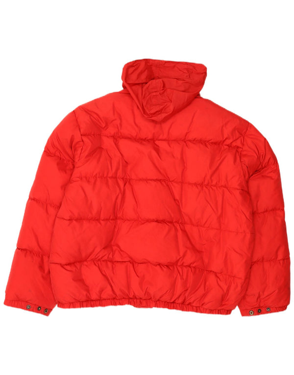 Vintage hombres con capucha chaqueta acolchada Reino Unido 40 grande poliamida roja