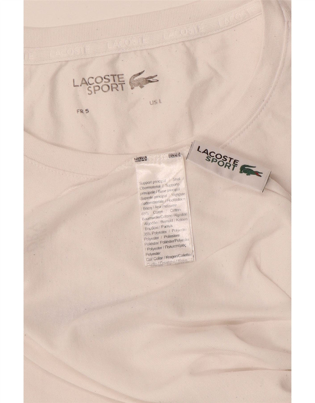 LACOSTE Camiseta gráfica para hombre talla superior 5 algodón blanco grande