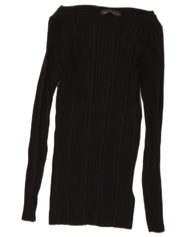 Marks & Spencer Top con hombros descubiertos para mujer UK 8 Small Viscosa negra