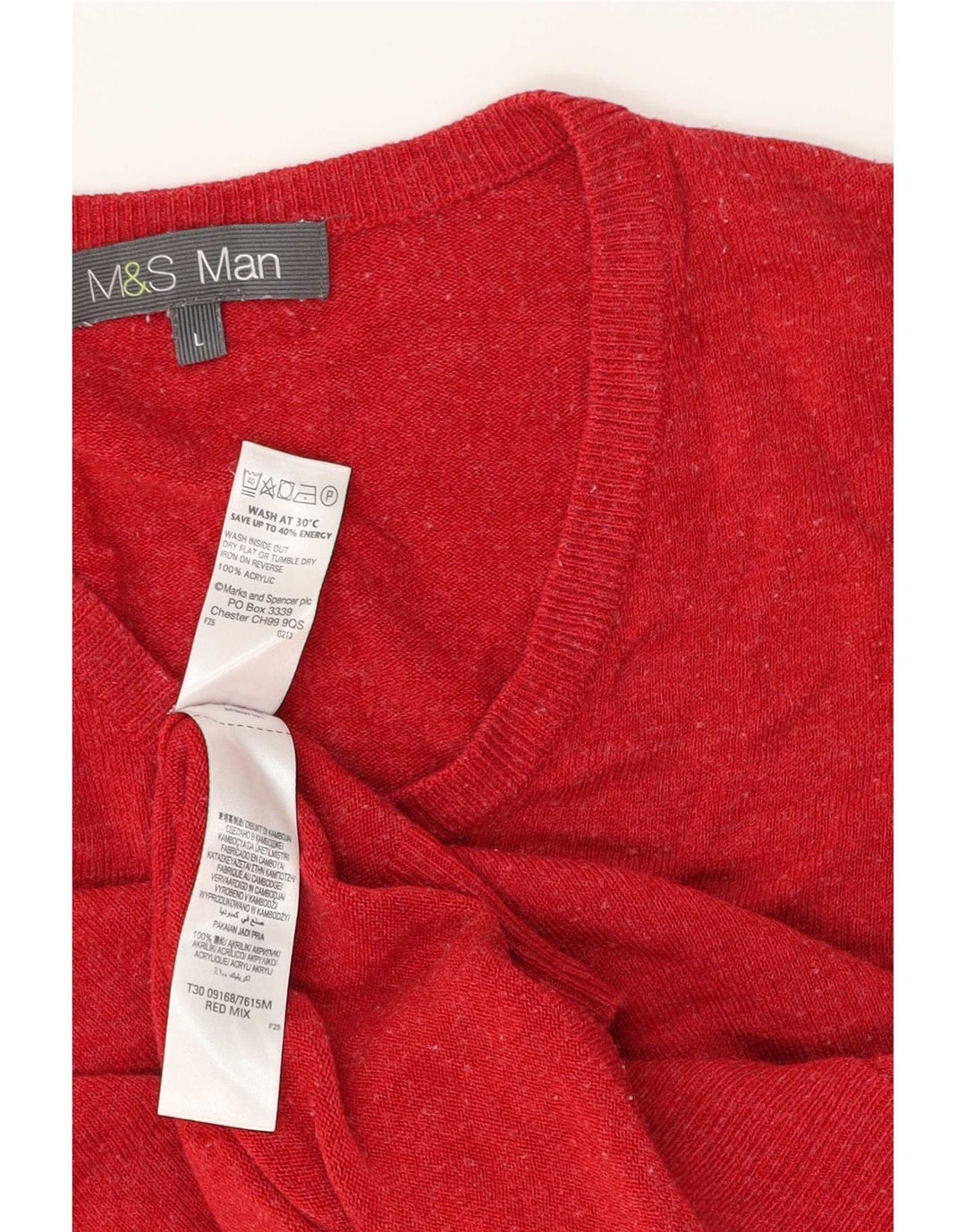 Marks & Spencer Suéter con Cuello en V para Hombre Acrílico Rojo Grande