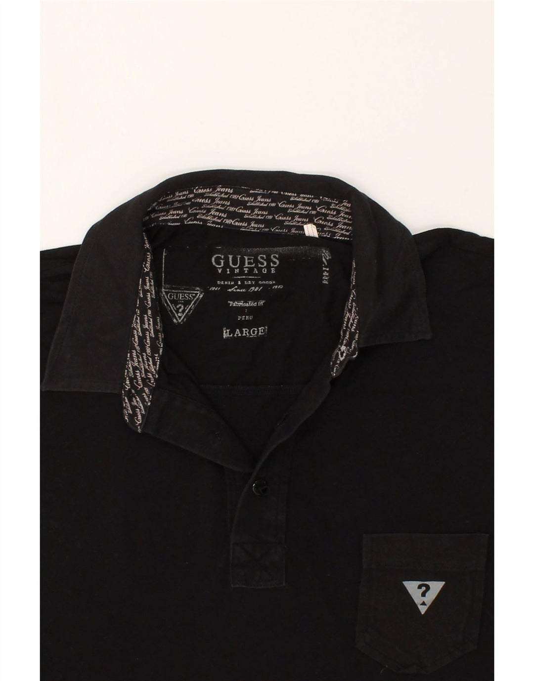 GUESS Polo gráfico para hombre grande negro