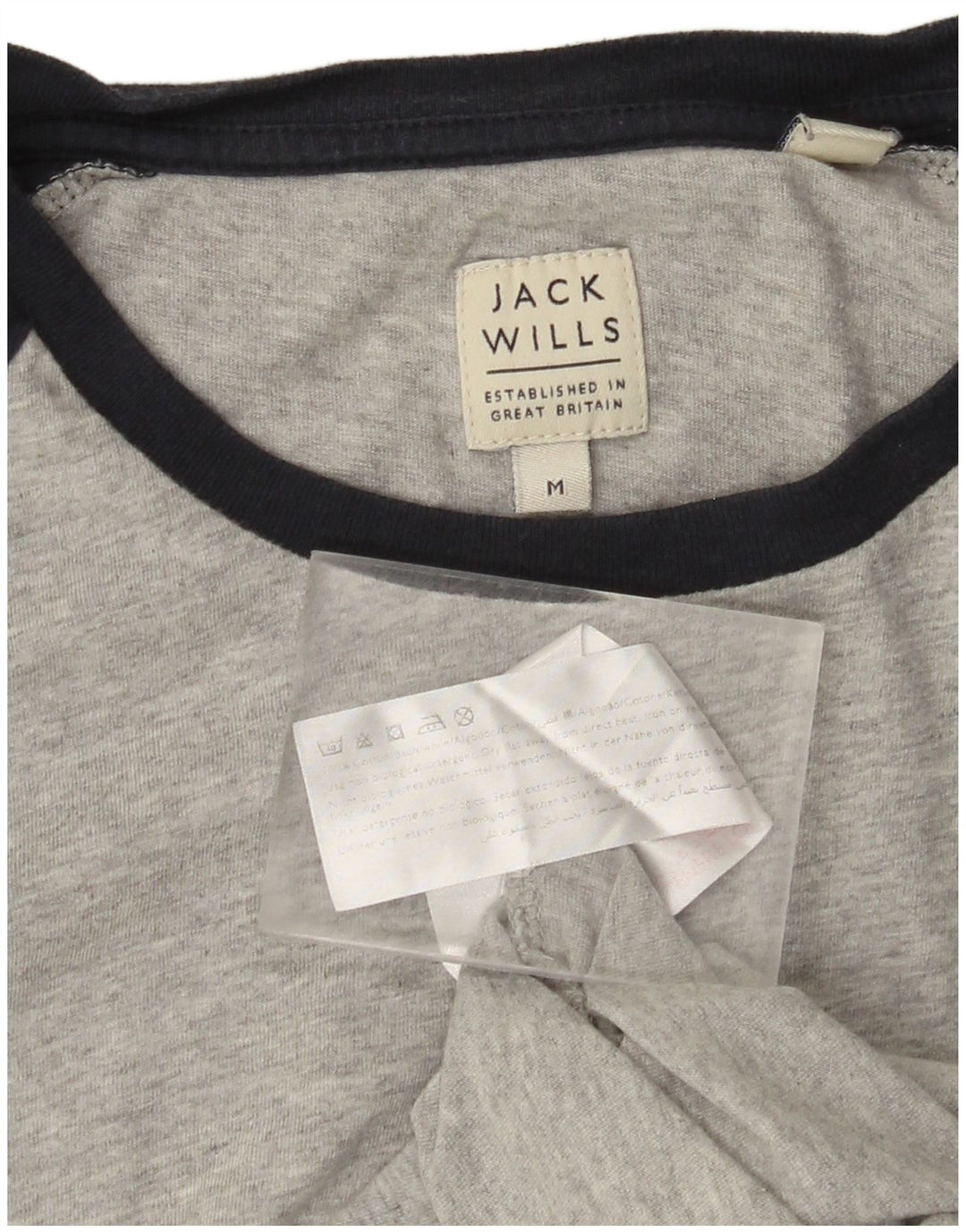 JACK WILLS Hombre Top Manga Larga Algodón Colorblock Gris Medio