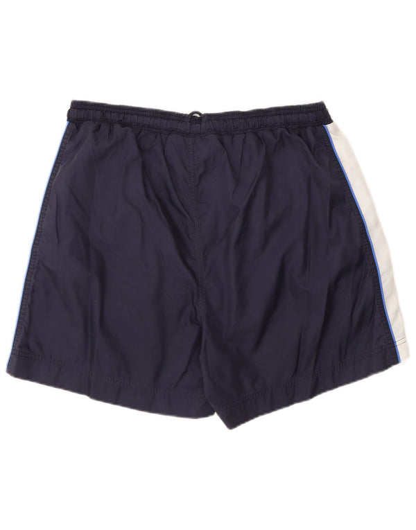 Puma Pantalones cortos deportivos con estampado gráfico para hombre, deportivos de nailon color block en azul marino mediano