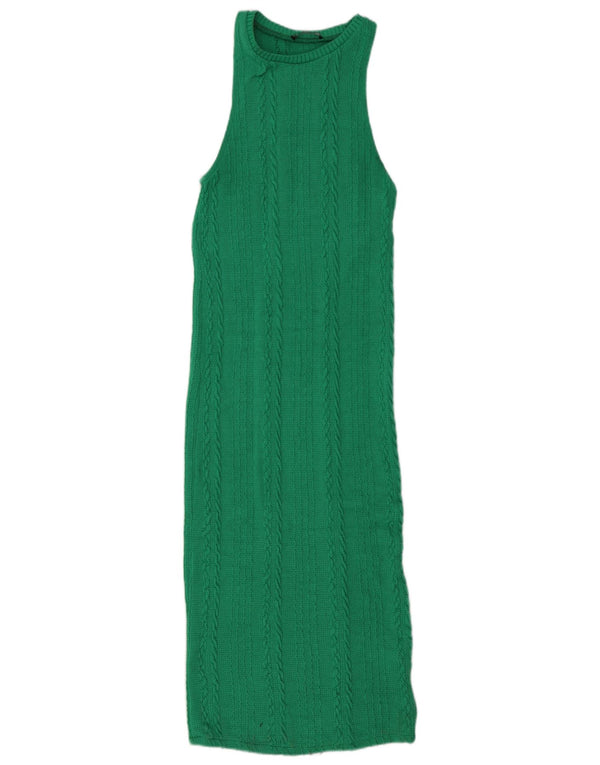 Zara Womens Maxi Sleeveless Bodycon Dress UK 12 Medium Green Polyester