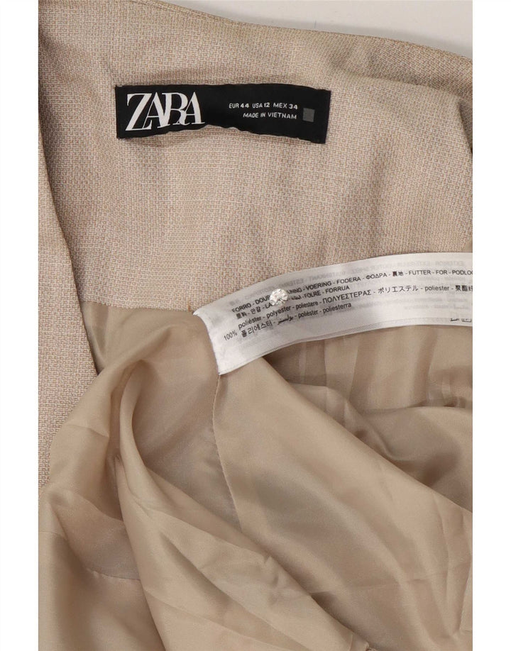 Zara Mujer Chaqueta Blazer 1 Botón EU 44 XL Beige Poliéster