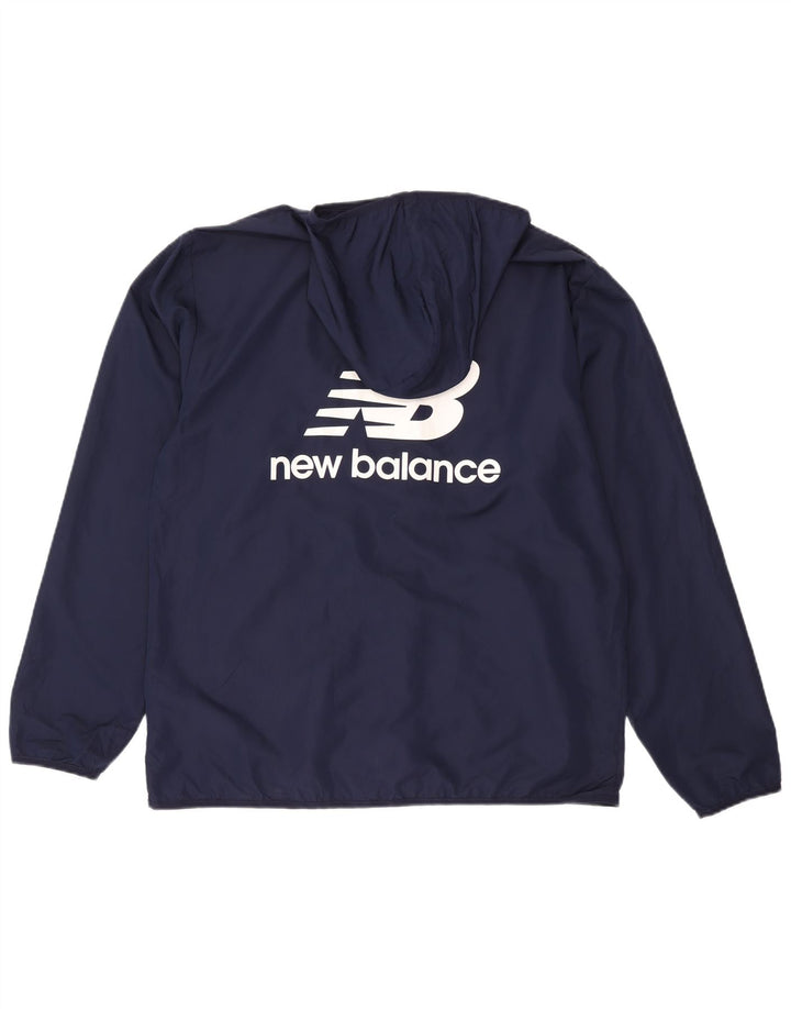 New Balance Chaqueta impermeable con capucha gráfica para hombre Poliéster azul marino grande