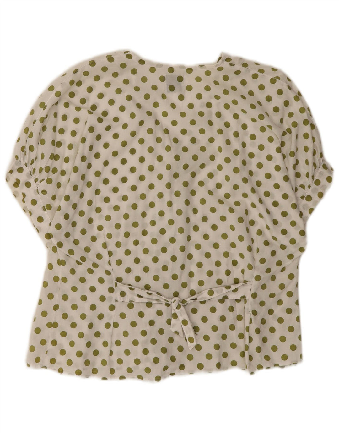 Benetton Blusa Camisera De Manga Corta IT 44 Medium Blanco Lunares