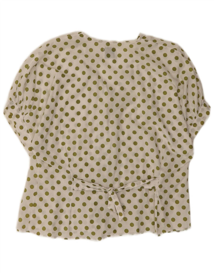 Benetton Blusa Camisera De Manga Corta IT 44 Medium Blanco Lunares