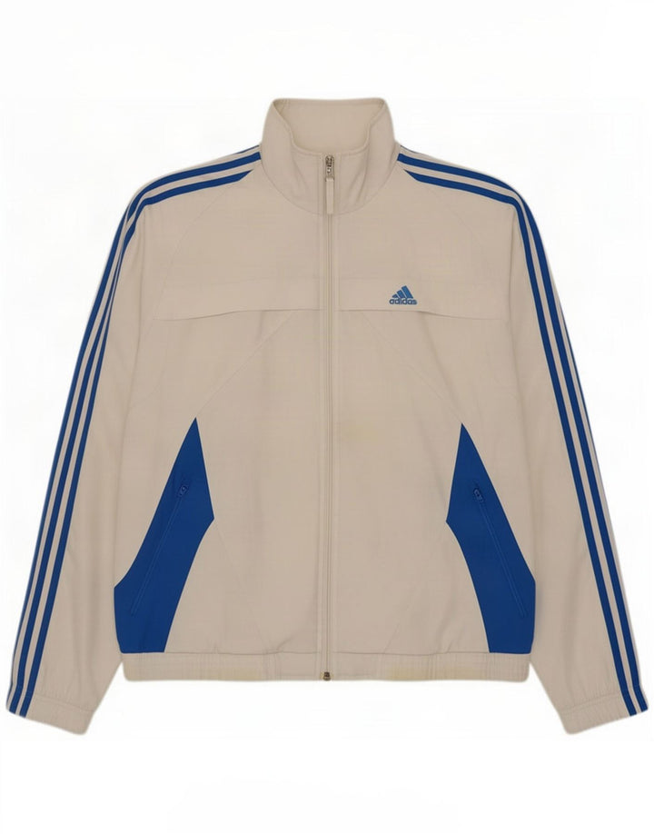 Adidas Hombre Chándal Top Chaqueta UK 36/38 Small Blanco Colorblock Poliéster