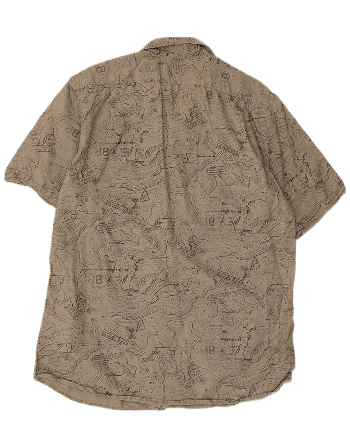 Eddie Bauer Camisa de corte clásico con estampado abstracto para hombre, tamaño grande, algodón beige