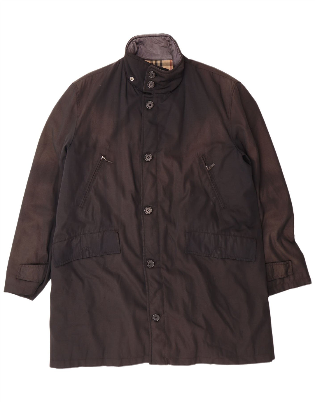 BURBERRY Abrigo para hombre UK 40 Grande Negro Poliamida Clásico