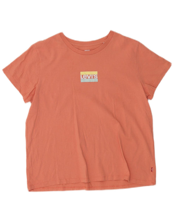 LEVI'S Camiseta gráfica para mujer Top UK 46 Grande Algodón naranja