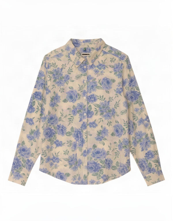 Camisa Benetton Mujer ES 44 Mediano Blanco Floral