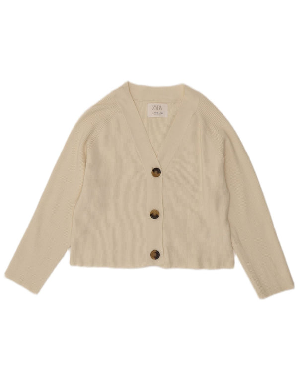 Zara Jersey Niña Crop Cardigan 11-12 Años Viscosa Beige
