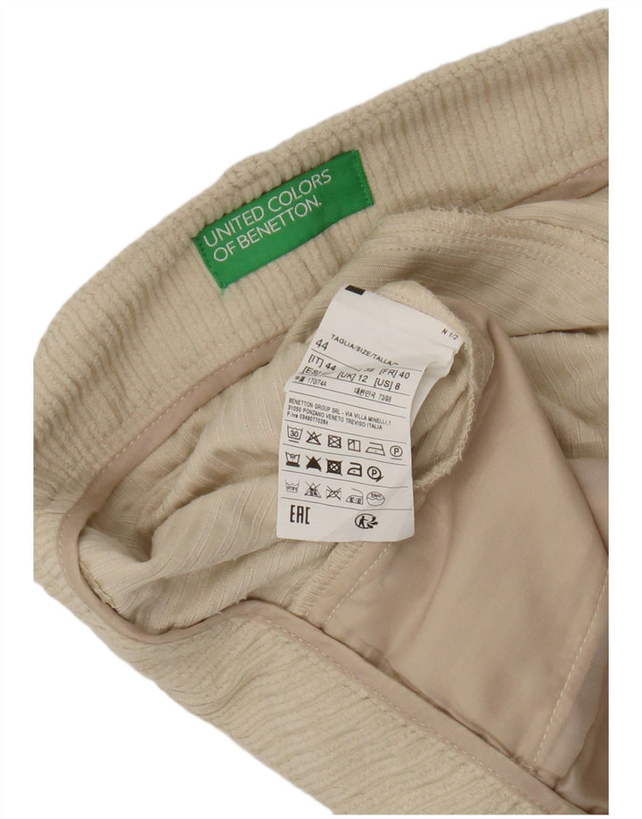 Benetton Pantalones Cortos De Pana Para Mujer UK 42 Medium W28 Poliéster Beige