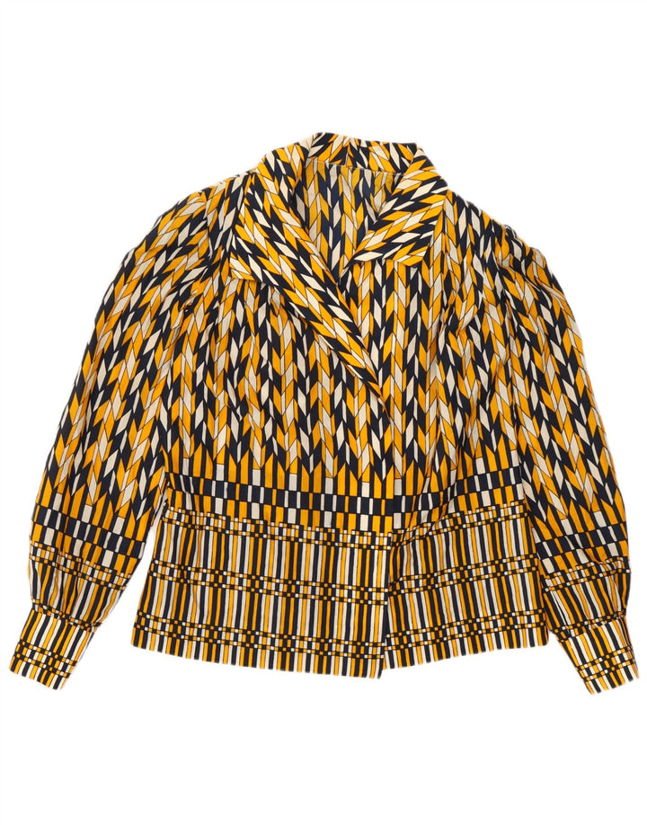Vintage mujer Blazer chaqueta Reino Unido 8 pequeño amarillo geométrico