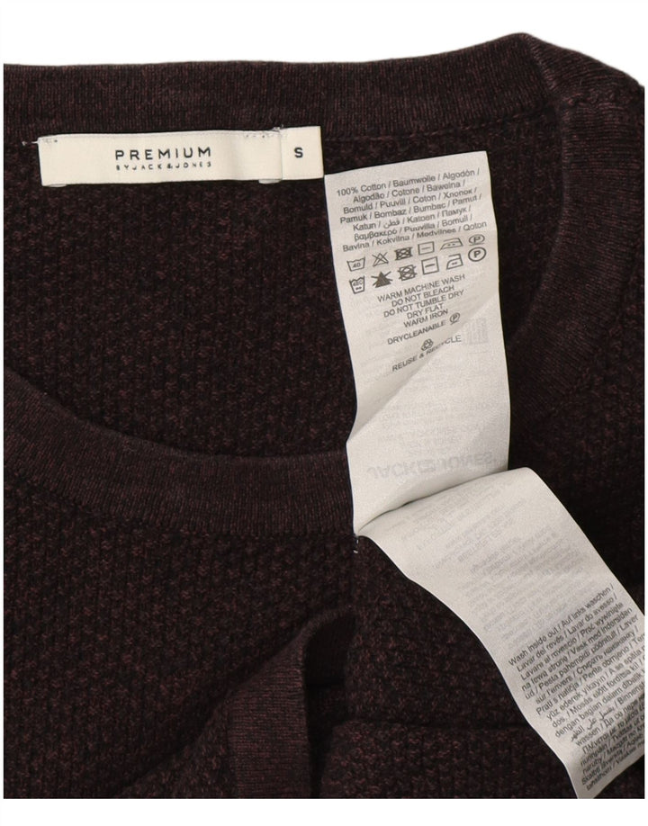 JACK & JONES Hombre Top Manga Larga Small Borgoña Algodón
