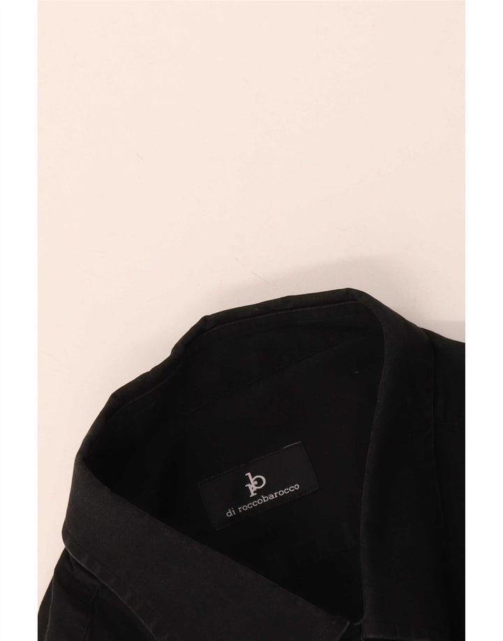 Roccobarocco Camisa Manga Corta Hombre Negro Mediano
