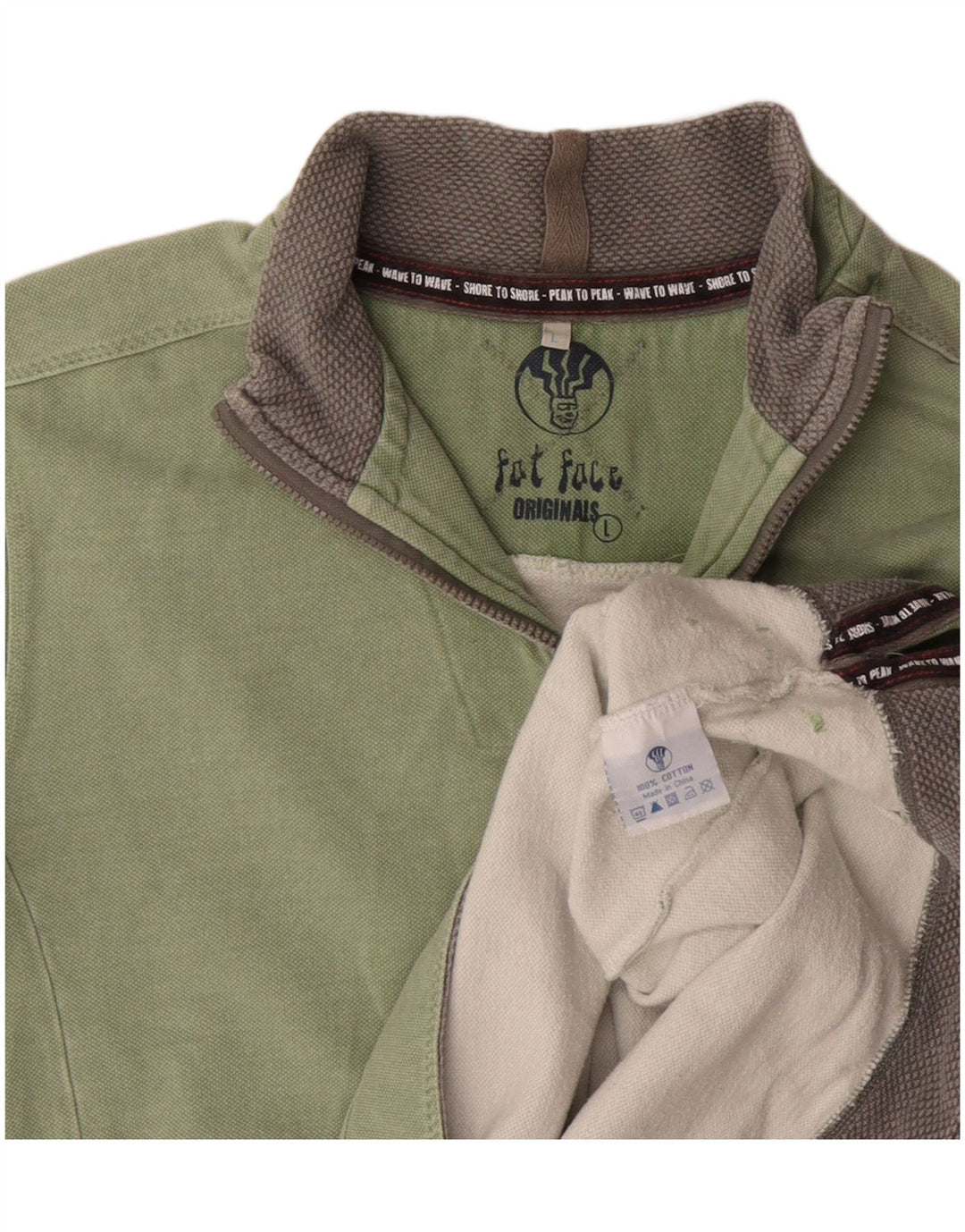 Sudadera con capucha y cuello con cremallera para hombre Fat Face Jersey grande de algodón caqui