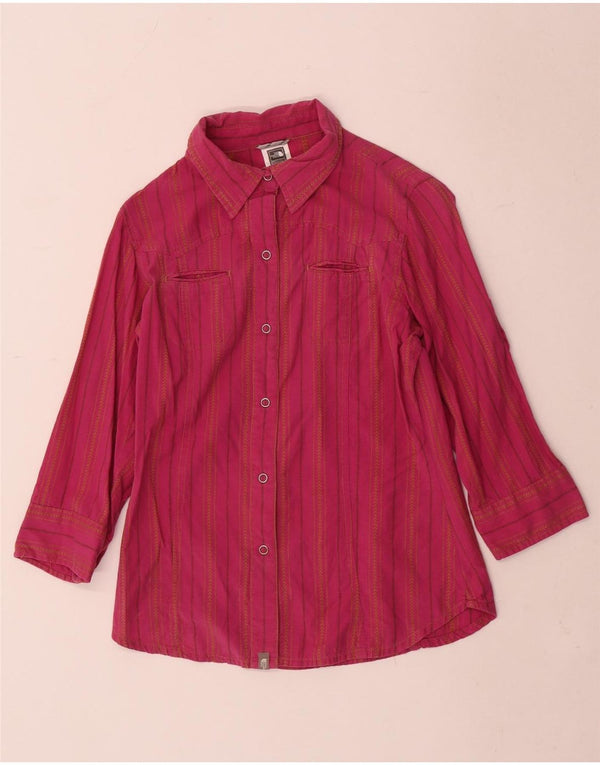 The North Face Camisa de manga 3/4 para mujer UK 6 XS Algodón a rayas rosa