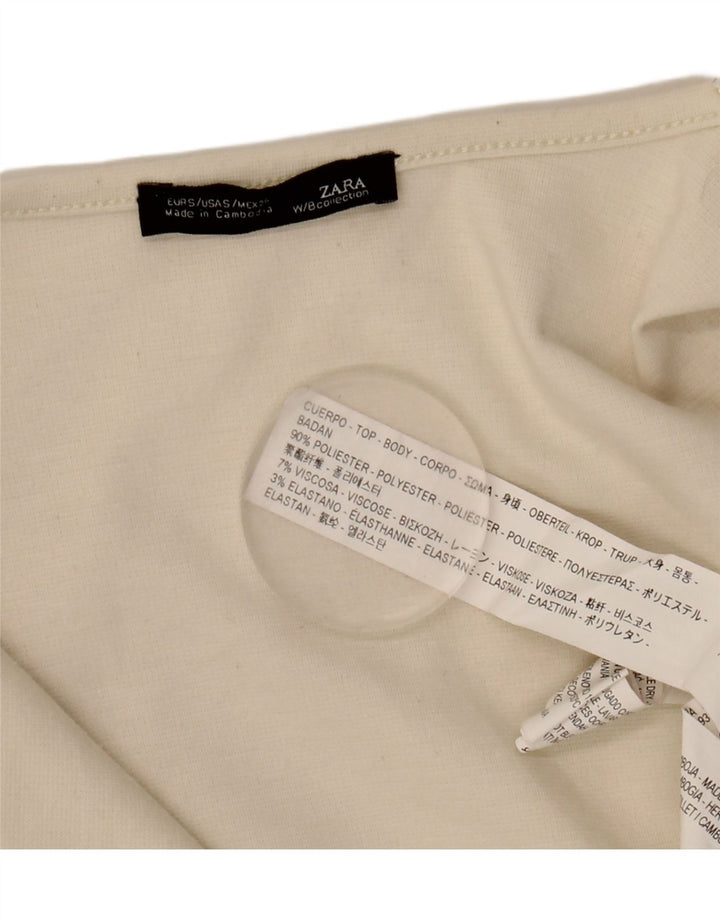 Zara Mujer Cárdigan Asimétrico Top UK 10 Small Off White Poliéster