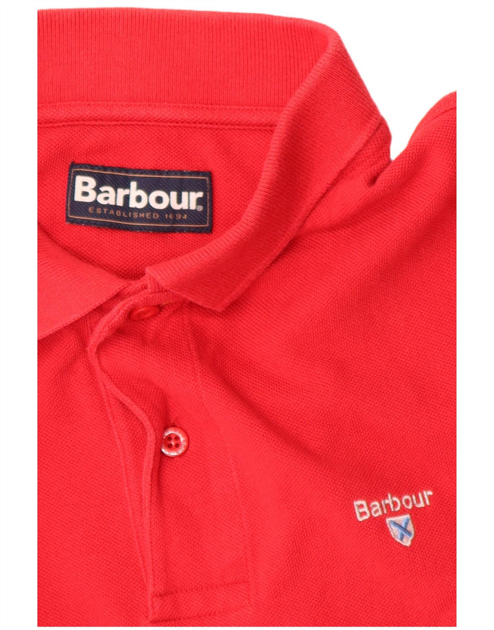 Barbour Polo Hombre Grande Algodón Rojo