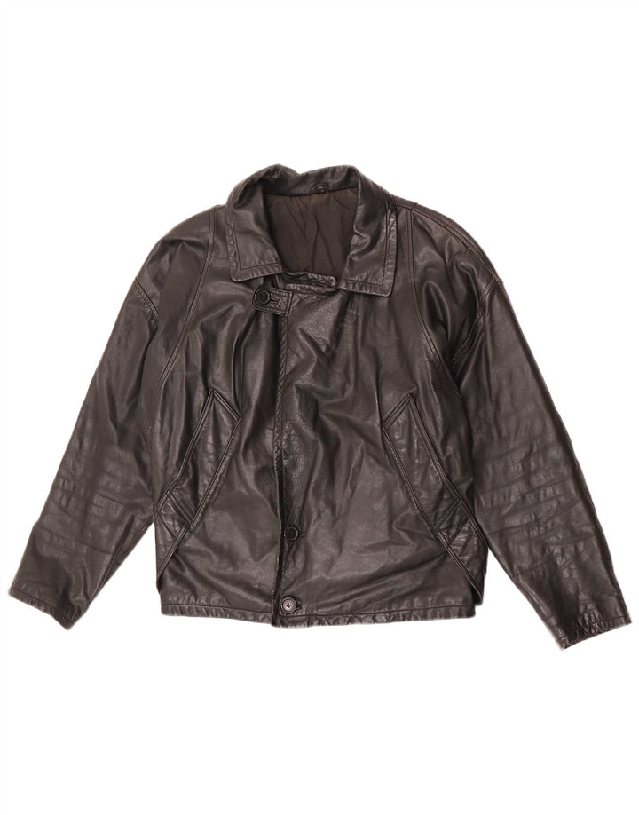 Vintage chaqueta de cuero para hombre EU 50 cuero negro grande