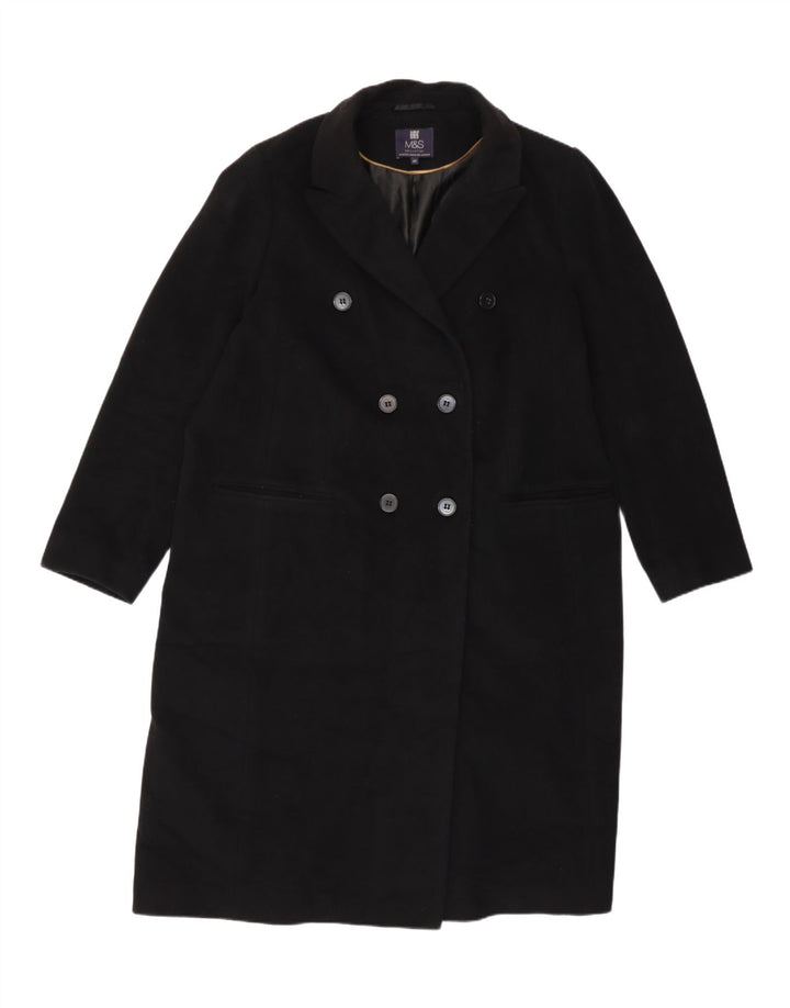 Marks & Spencer Abrigo cruzado para mujer UK 20 2XL Lana negra
