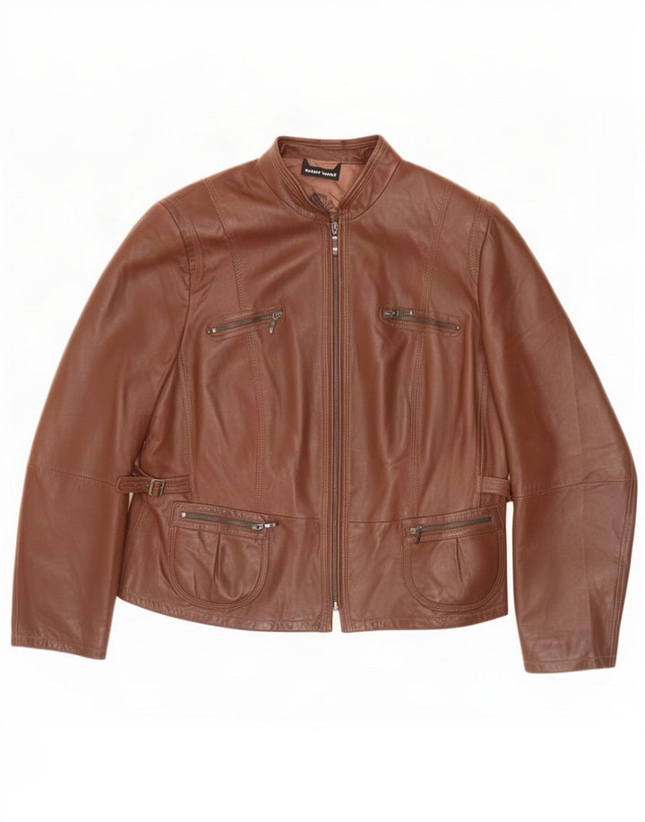 Gerry Weber Chaqueta de cuero extragrande para mujer Reino Unido 46 Grande Marrón