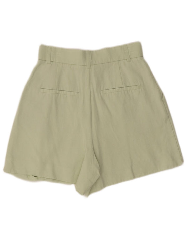 Zara Mujer Shorts Casuales De Talle Alto XS W24 Verde Viscosa