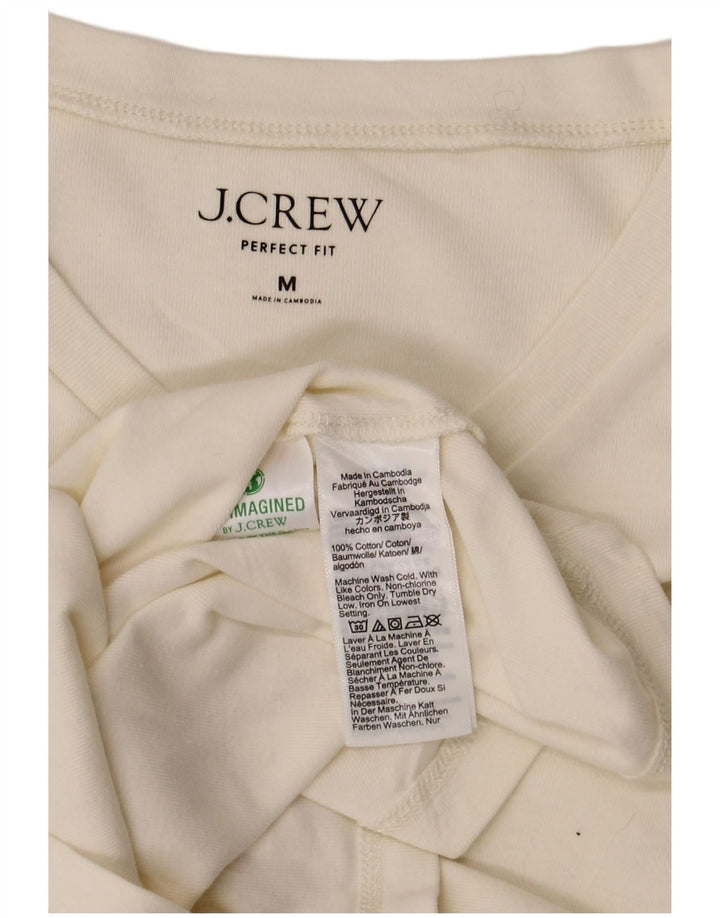 J. Crew Camiseta de ajuste perfecto para mujer, manga larga, UK 40, algodón blanco mediano