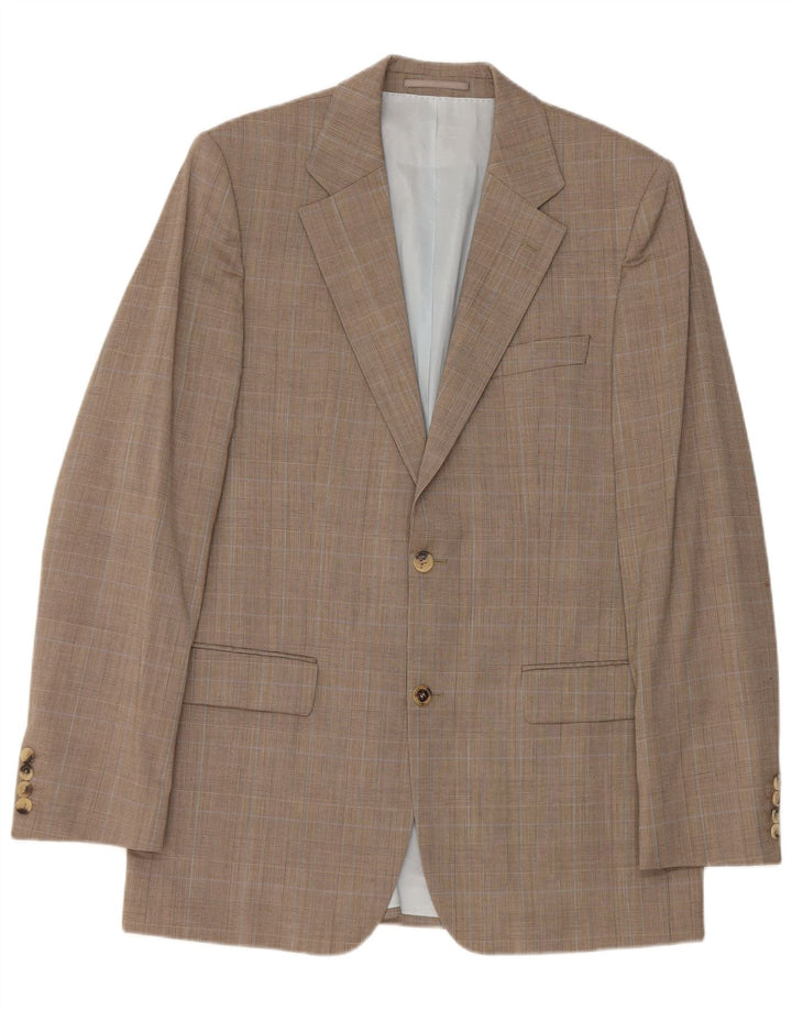 Hugo Boss Chaqueta tipo blazer de 2 botones para hombre EU 48 Lana virgen a cuadros marrón medio