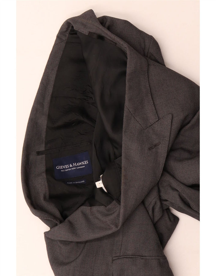 Gieves & Hawkes Chaqueta tipo blazer ajustada para hombre UK 40 Large Grey