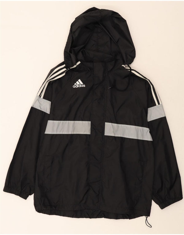 Adidas Chaqueta impermeable con capucha para hombre UK 40/42 Medium Black Colourblock Nylon