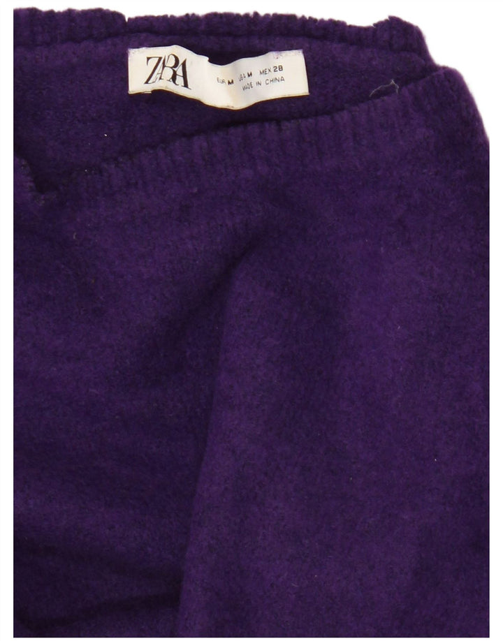 Zara - Jersey corto con cuello redondo para mujer, talla 40, color morado mediano