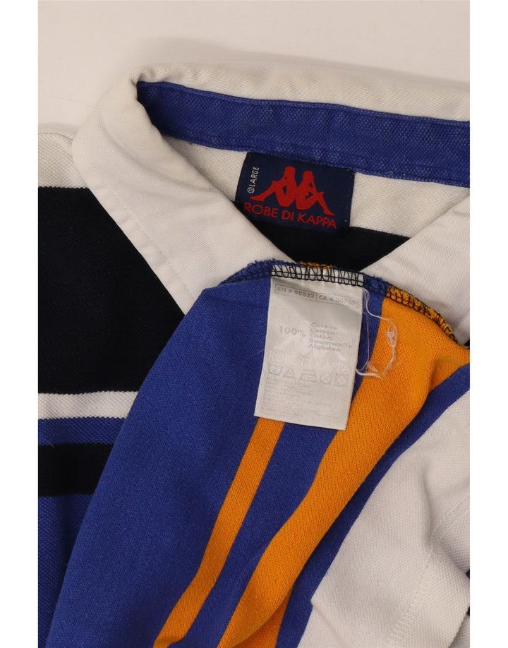KAPPA Polo de rugby de manga larga para hombre, talla grande, algodón a rayas multicolor
