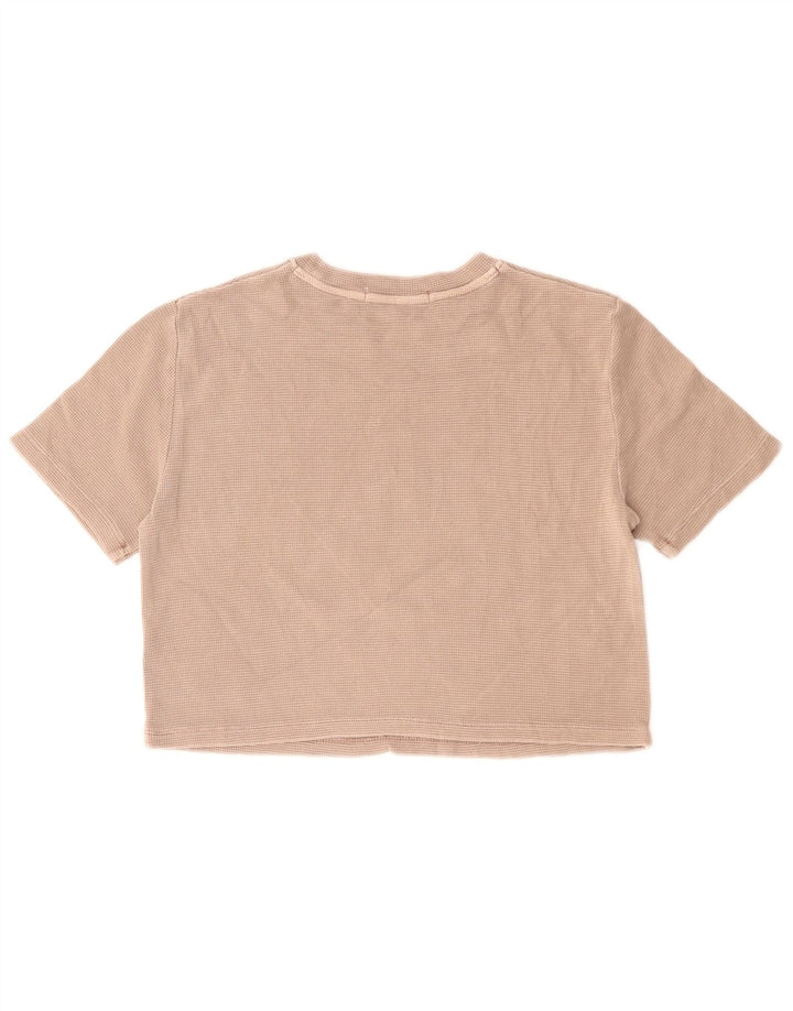 CALVIN KLEIN JEANS Camiseta corta para mujer Top UK 10 Small Beige Cotton